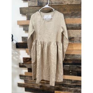 NotPerfectLinen new Emilie boho lagenlook dress oat milk size S